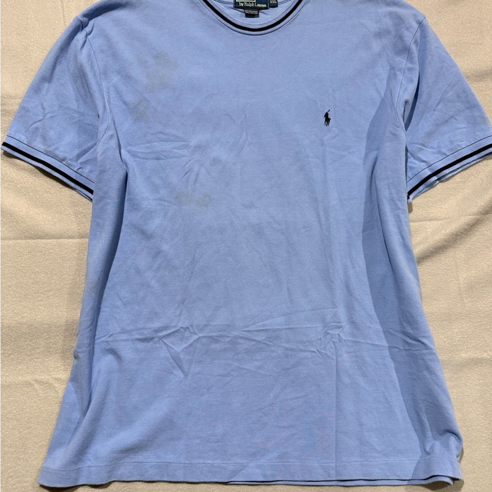 Men’s Ralph Lauren Light Blue Short Sleeve Tee Size XXL (Stain)
